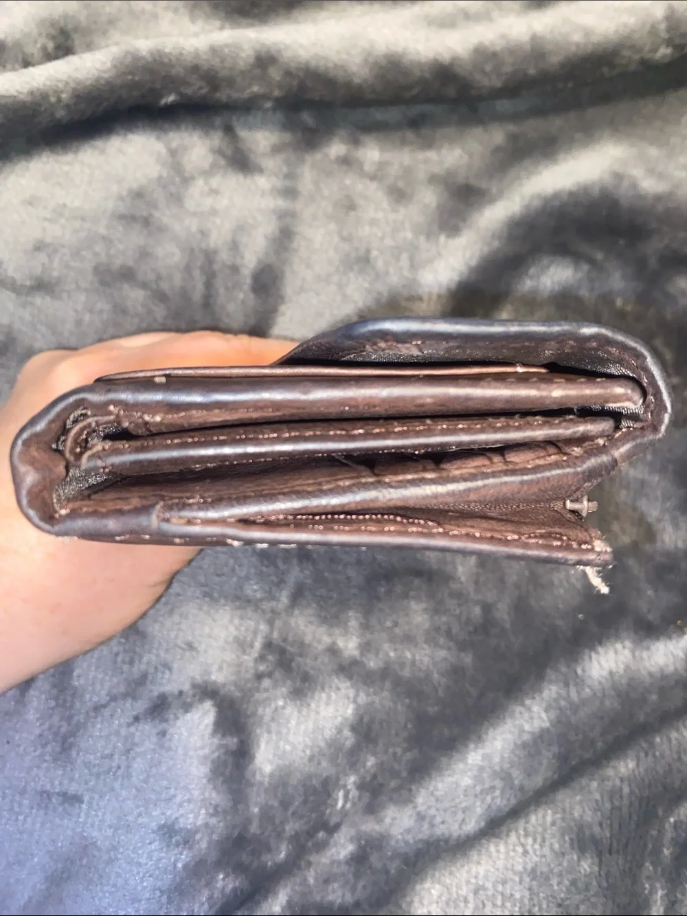 Fossil Brown Leather Trifold Wallet with Front Card Slots